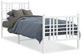 376382 vidaXL Cadru de pat metalic cu tăblie de cap/picioare, alb, 80x200 cm
