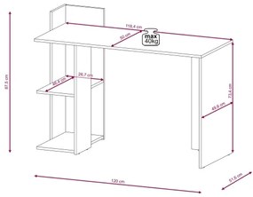 Birou MARLO, gri beton/alb