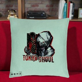 Perna Personalizata Tokyo Ghoul Ken Kaneki Anime, 40x40 cm, Verde Menta, Husa Detasabila, Perna Inclusa, BEKZ®