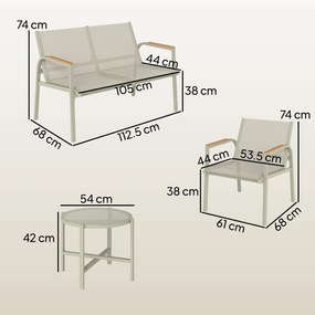 Outsunny Set Canapea de Exterior cu 2 Fotolii, Verde | Aosom Romania