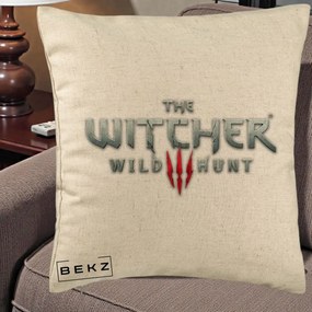 Perna Personalizata The Witcher 3 Wild Hunt, 40x40 cm, Bej, Husa Detasabila, Perna Inclusa, BEKZ®