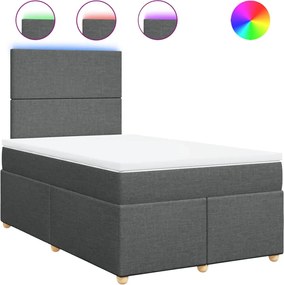vidaXL Pat box spring cu saltea, gri închis, 120x190 cm, textil