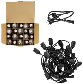 Lanț LED decorativ de exterior BAJA ST64 20xE27/1W/230V 10,9m IP44 alb cald