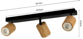 Brilagi - Aplica spot MODERN WOOD 3xGU10/8W/230V lemn de cauciuc/negru