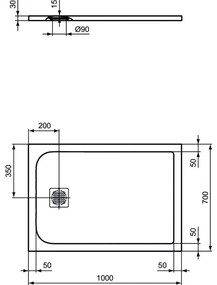 Cadita dus compozit 100x70 cm Ideal Standard Ultra Flat S, alb Alb, 1000x700 mm