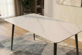 Masa dining cu blat ceramic Milano alb 140x80cm
