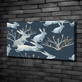 Imprimare tablou canvas Iepuri de iarnă