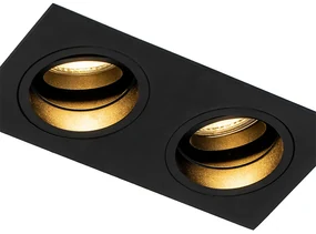 Set de 6 spoturi încastrate pătrate negre reglabile cu 2 lumini - Chuck