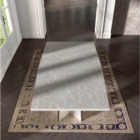 Set lemn masiv masă și scaune Mara White - 8 scaune, 250 × 115 × 76 cm