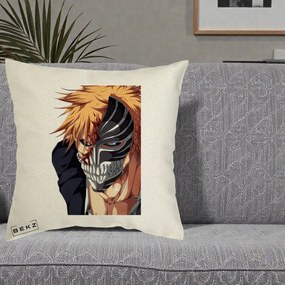 Perna Personalizata Bleach Ichigo Masca Hollow, 40x40 cm, Ecru, Husa Detasabila, Perna Inclusa, BEKZ®