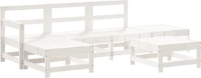 vidaXL Set mobilier de grădină, 6 piese, alb, lemn masiv pin