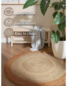 Covor fildeș reversibil, țesut manual rotund din iută ø 240 cm Jutta Ivory – Hanse Home