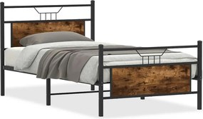 vidaXL Cadru pat fără saltea, stejar fumuriu 100x190 cm lemn prelucrat