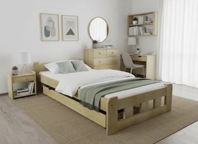 Pat de o persoana Naomi inaltat 80x200 cm, pin Saltele: Cu saltele Coco Maxi 20 cm, Somiera pat: Cu lamele drepte