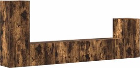 vidaXL Set dulapuri TV, 4 piese, stejar fumuriu, lemn prelucrat