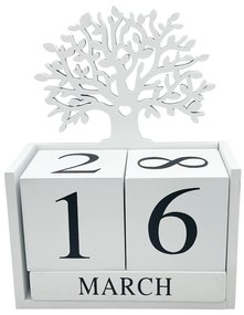 Calendar din lemn ARDEN, Alb, 13x18cm