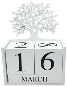 Calendar din lemn ARDEN, Alb, 13x18cm