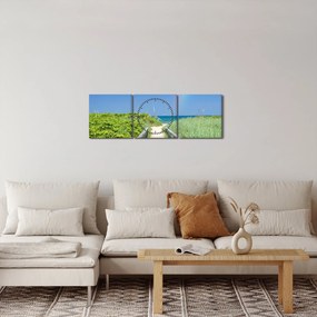 Tablou - Peisaj și curcubeu (cu ceas) (90x30 cm)