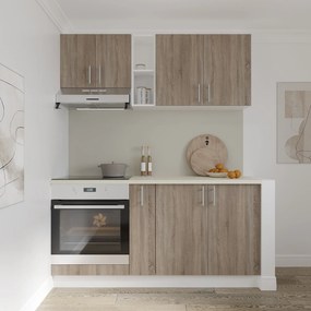 Set haaus V7, Stejar Sonoma Inchis/Alb, Blat Thermo 28 mm, L 160 cm
