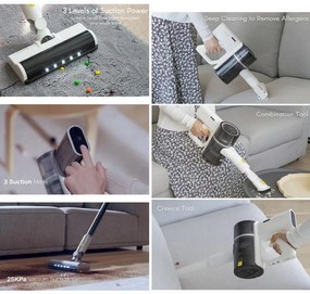 Aspirator vertical fara fir Xiaomi Lydsto H4, 1000W, 25 kPa, 0.4 l, 3 trepte, Autocuratare, Autonomie pana la 60 min, Alb