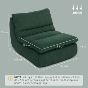 HOMCOM Scaun de Podea Modern și Capitonaț din Țesătură cu Aspect Catifelat Verde | Aosom Romania