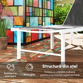 Outsunny Șezlong pentru Grădină Reglabil pe 5 Niveluri și Sezut din Plasă, 60x166x84 cm, Gri | Aosom Romania