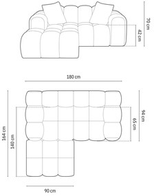Colțar crem cu tapițerie din chenille (cu colț pe partea stângă/cu șezlong) Treno – Cosmopolitan Design