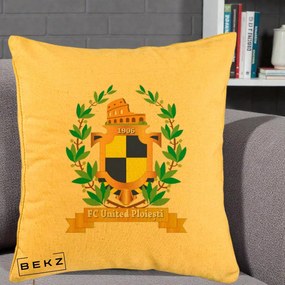 Perna Personalizata FC United Ploiesti 1906 Fotbal, 40x40 cm, Galben, Husa Detasabila, Perna Inclusa, BEKZ®