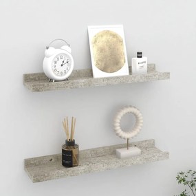 vidaXL Rafturi de perete, 2 buc., gri beton, 40x9x3 cm