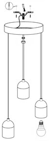 Eglo 95523 - Lustră SILVARES 3xE27/60W/230V