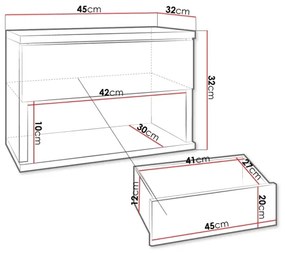 Noptieră NECE 32x45 cm negru