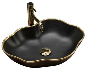 Lavoar negru/auriu pe blat Rea Pearl Gold Edge 51,5 cm