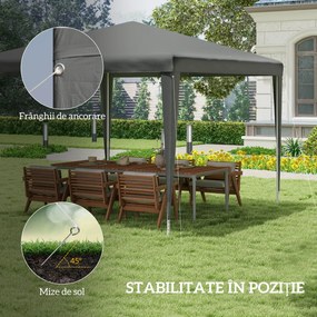 Pavilion Outsunny de Grădină 3x3 m Portabil cu Acoperire Anti UV, Gri | Aosom Romania
