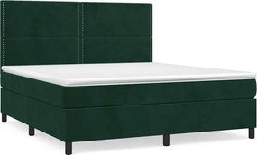 vidaXL Pat box spring cu saltea, verde închis, 180x200 cm, catifea
