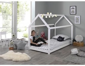 Pat Căsuță , Alb, 90 x 200 cm (Pin Masiv) – CABANE – Vipack