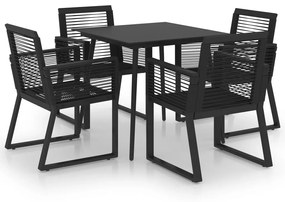 3060214 vidaXL Set mobilier de exterior, 5 piese, negru, ratan PVC