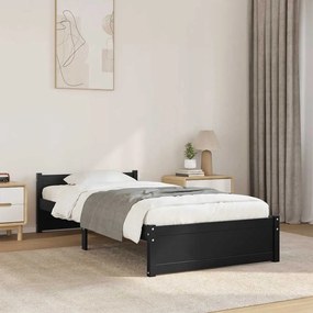vidaXL Cadru de pat mic single, negru, 75x190 cm, lemn masiv