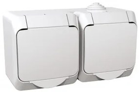 Priza dubla cu impamantare si capac, 16A, IP44, alb, Schneider Cedar