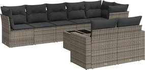 vidaXL Set canapele de grădină, 9 piese, cu perne, gri, poliratan