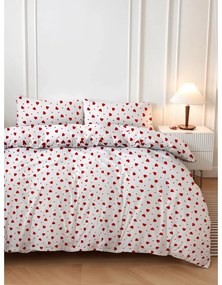 Lenjerie de pat roșie/albă pentru pat dublu 200x200 cm Love Heart – Mijolnir
