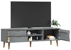 Comoda TV, gri, 158x40x49 cm, lemn masiv de pin 1, Gri