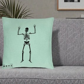 Perna Decorativa Halloween Schelet Dansator, 40x40 cm, Verde Menta, Husa Detasabila, Perna Inclusa, BEKZ®