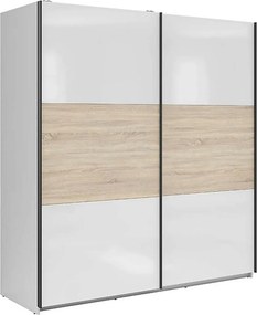 Dulap TETRIX, alb lucios/stejar sonoma, PAL, cu 2 usi, 183x60x196 cm