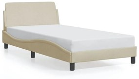 373130 vidaXL Cadru de pat cu tăblie, crem, 100x200 cm, textil
