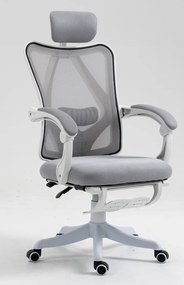 RESIGILAT- Scaun ergonomic, reglabil, tetiera, spatar Mesh, Gri/Alb