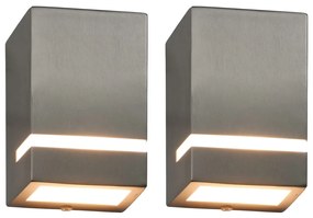 vidaXL Lămpi de perete de exterior 2 buc. argintiu 35 W dreptunghiular