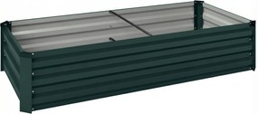 Outsunny Ghiveci dreptunghiular pentru grădină din oțel galvanizat margine de siguranță și fund deschis 150x70x30cm verde | Aosom Romania