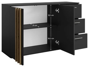 Comodă TOLIS 2D3S, negru