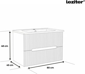 Trent 80 dulap de baie inferior cu chiuvetă ceramică (2 sertare) gri antracit - stejar apus de soare