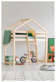 Pat supraetajat din lemn de pin, în formă de căsuță Adeko Mila DMPA, 90 x 190 cm